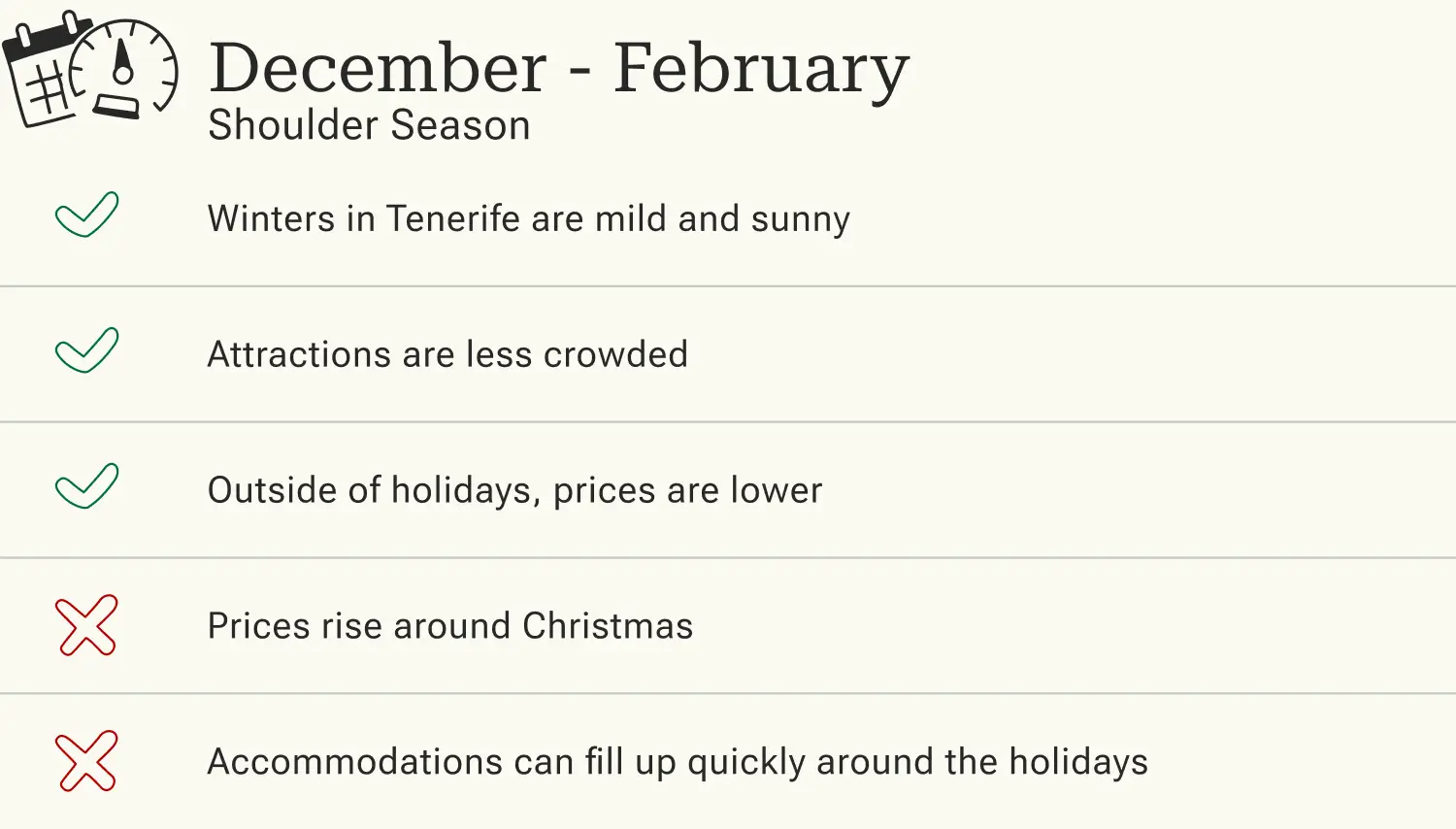 Advantages and disadvantages of traveling to Tenerife in the low season