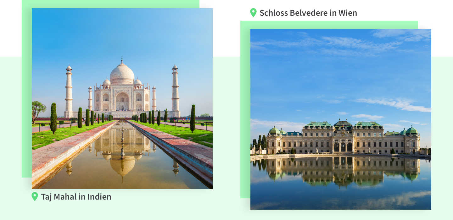 Taj Mahal vs. Schloss Belvedere in Wien in Österreich