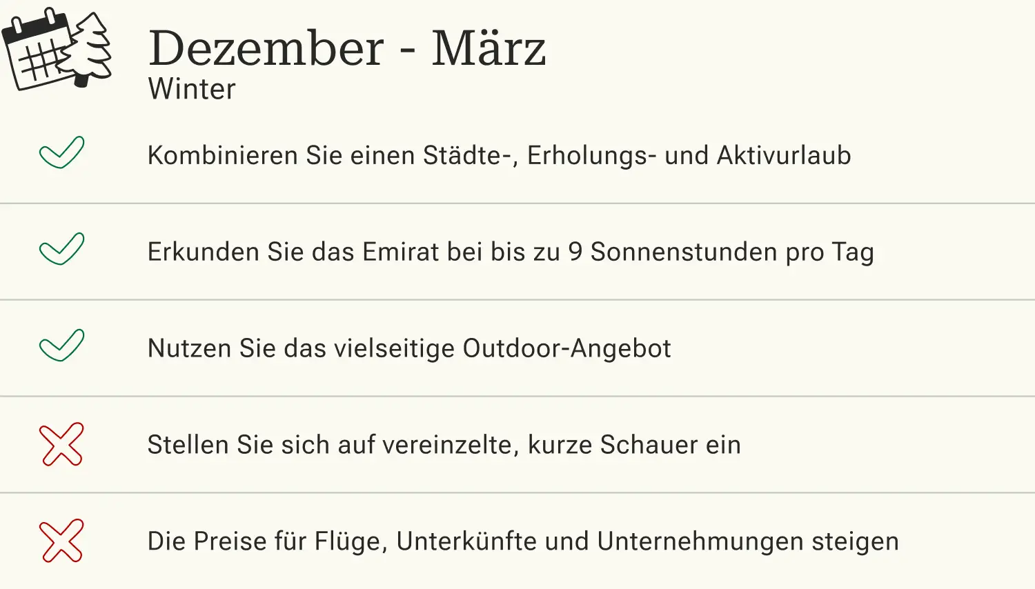 Beste Reisezeit, Abu Dhabi, Winter Vor- und Nachteile einer Reise nach Abu Dhabi in den Wintermonaten Dezember, Januar und Februar