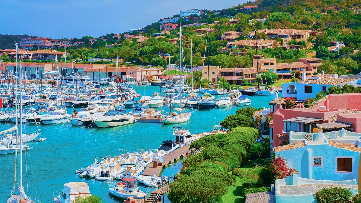 Italie, Sardaigne, Porto Cervo Vue aérienne de Cala di Volpe à Porto Cervo en Sardaigne, Italie