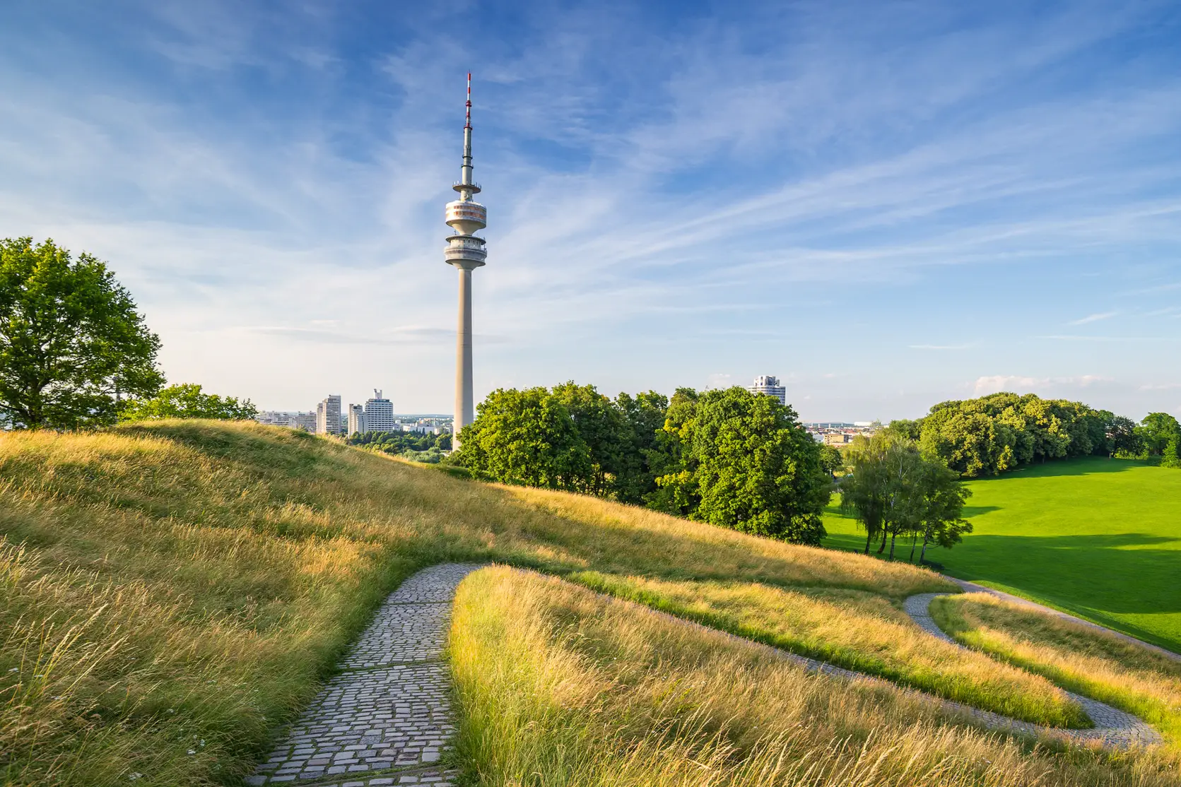 Munich, Germany, Park Olympia Stadium Park at Olympia Stadium in Munich, Germany.