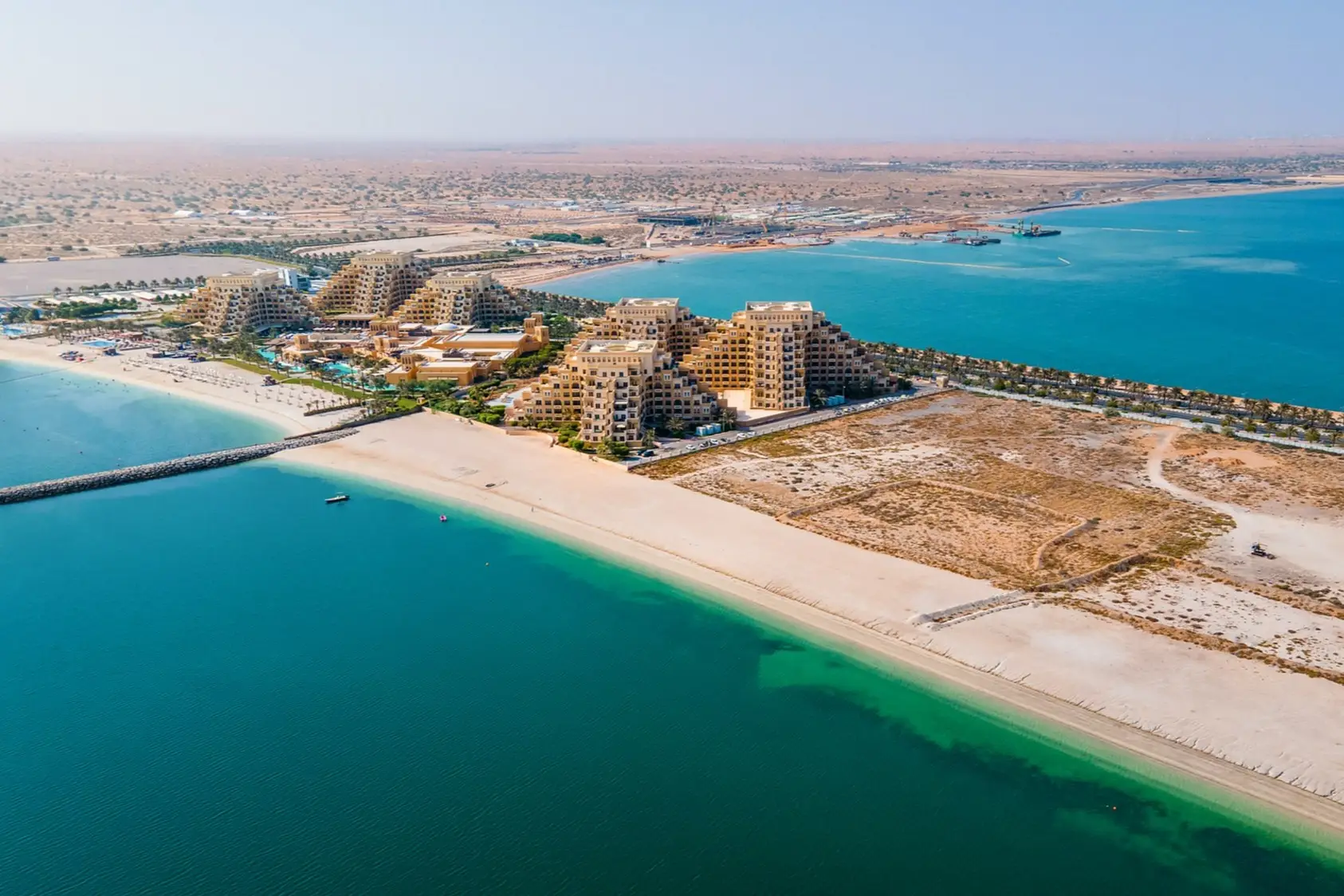 VAE, Ras Al-Khaimah Luftaufnahme der Marjan Island im Emirat Ras al Khaimah, VAE.
