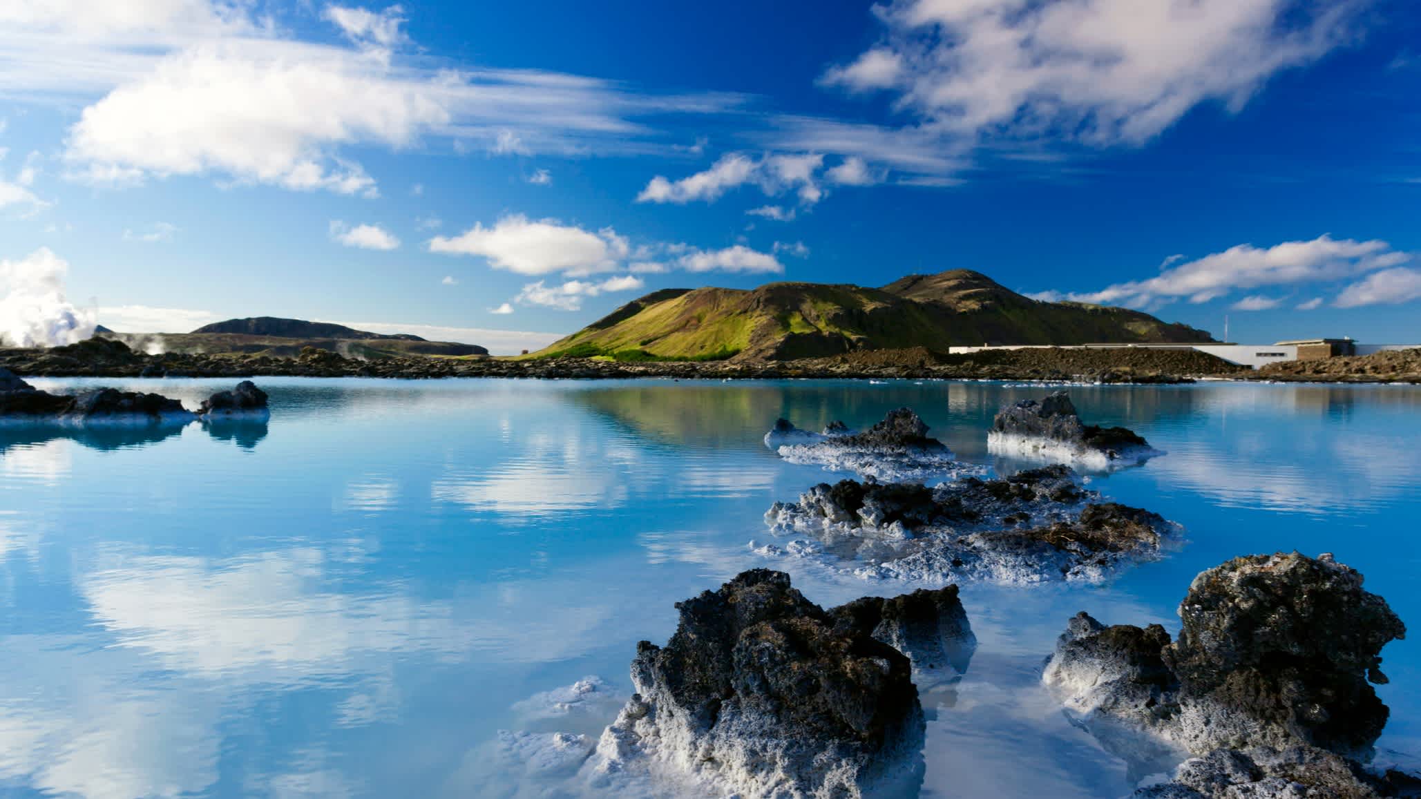 Die Landschaft von Blaue Lagune, Reykjanes-Halbinsel, Island. 