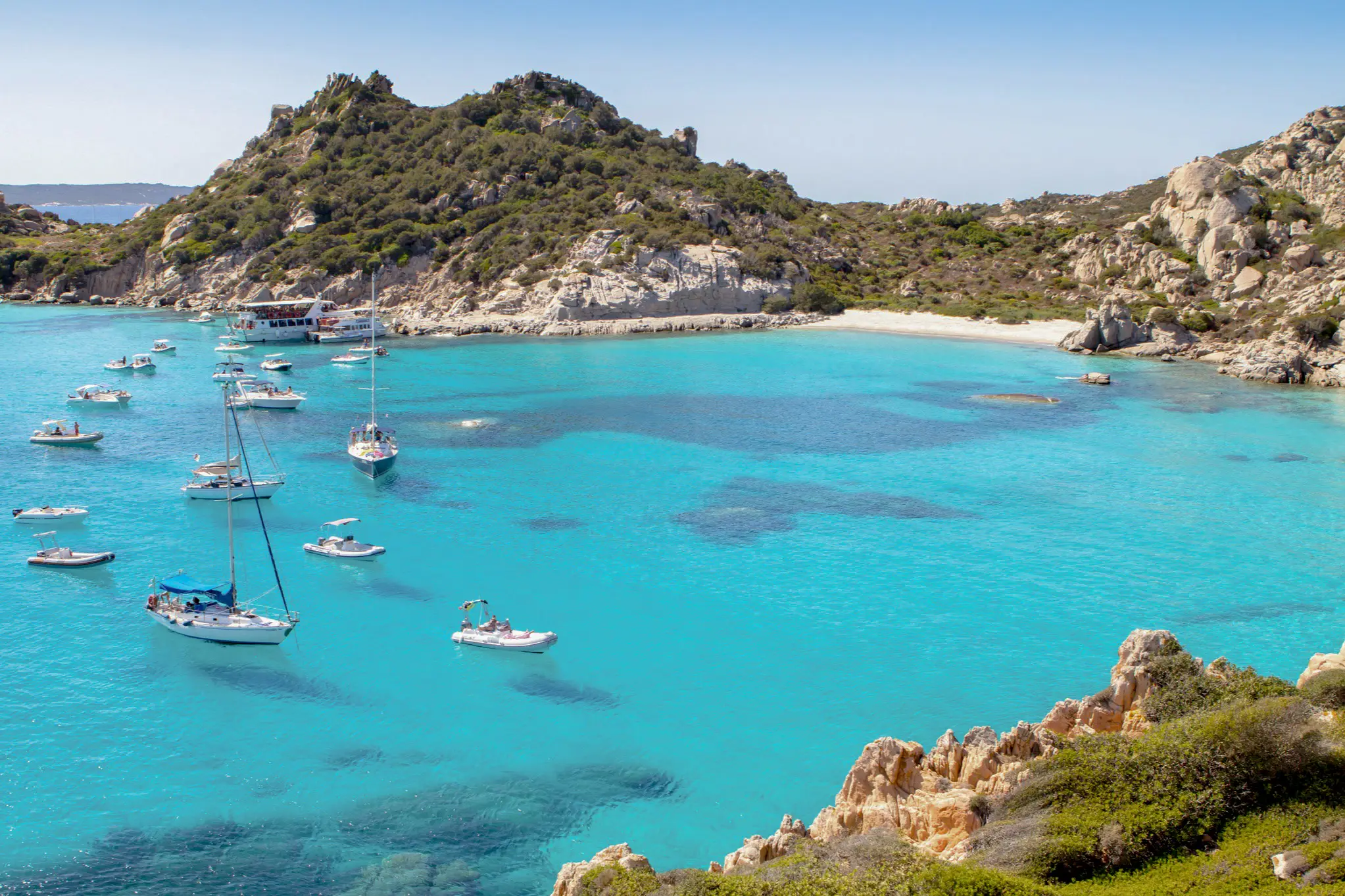 Sailing boats in a small bay in Sardinia