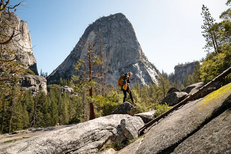 Yosemite, USA Woman hiking in Yosemite, USA.