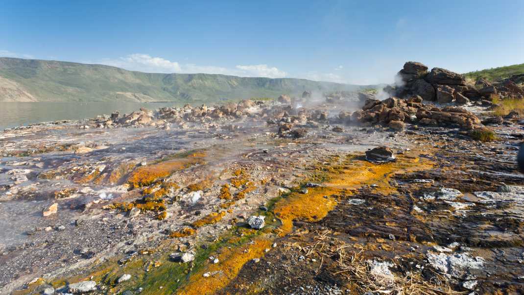 Heiße Quellen am Bogoria-See in Kenia.