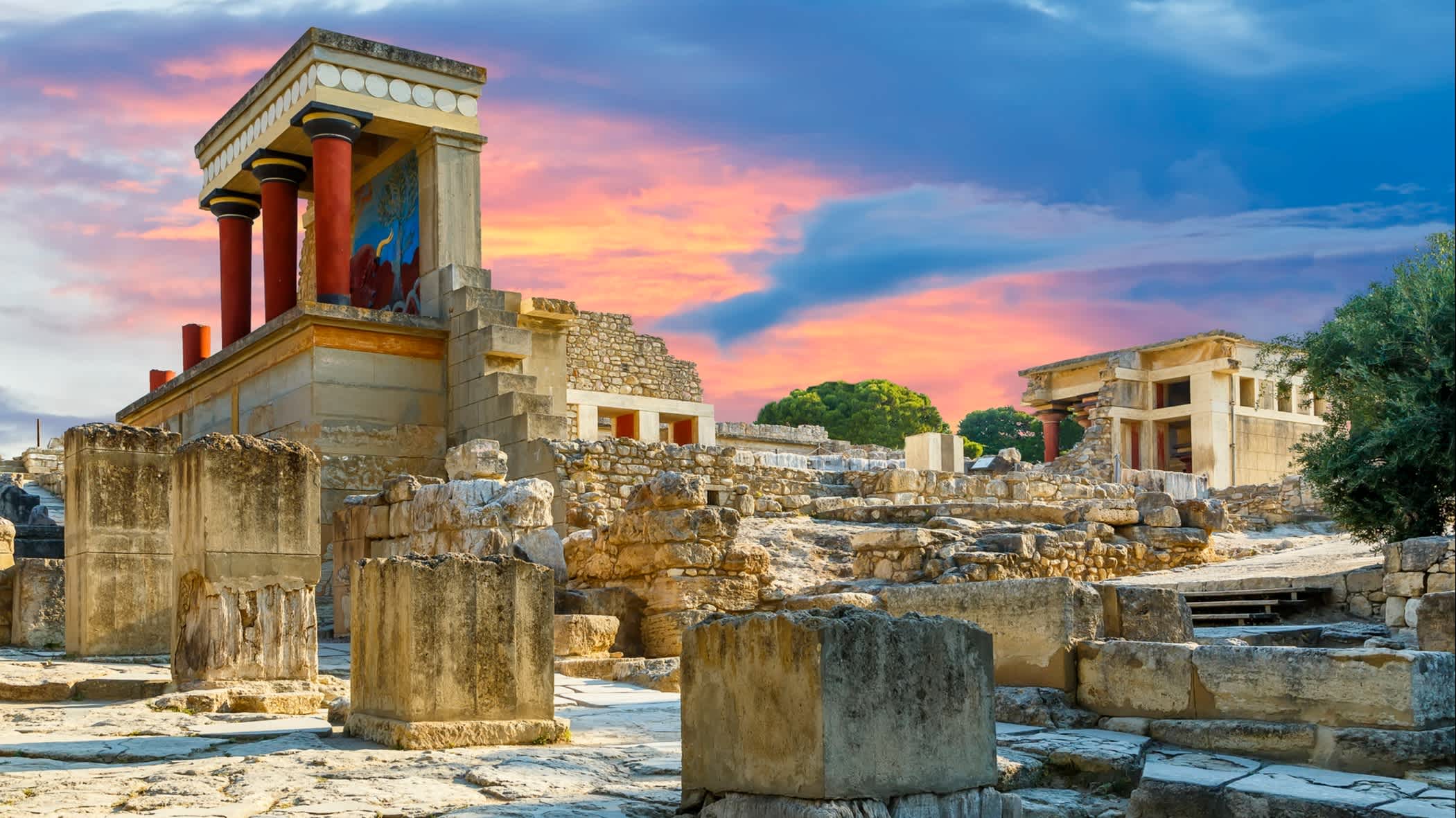 Blick auf den Palast von Knossos auf Kreta, Griechenland