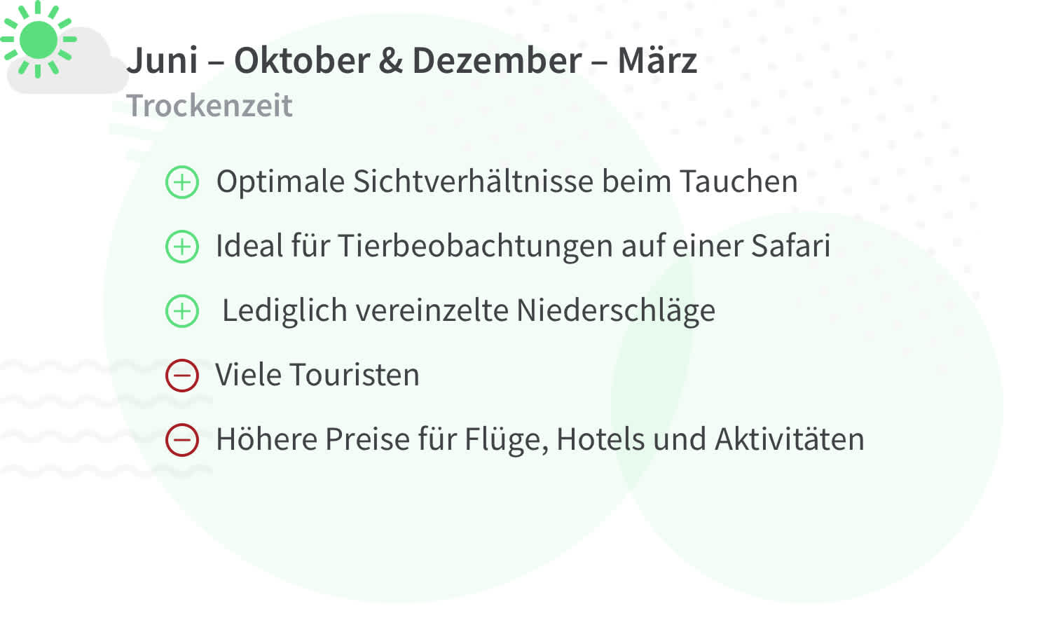 Vor- und Nachteile einer Reise nach Kenia in der Trockenzeit (Juni - Oktober und Dezember - März).