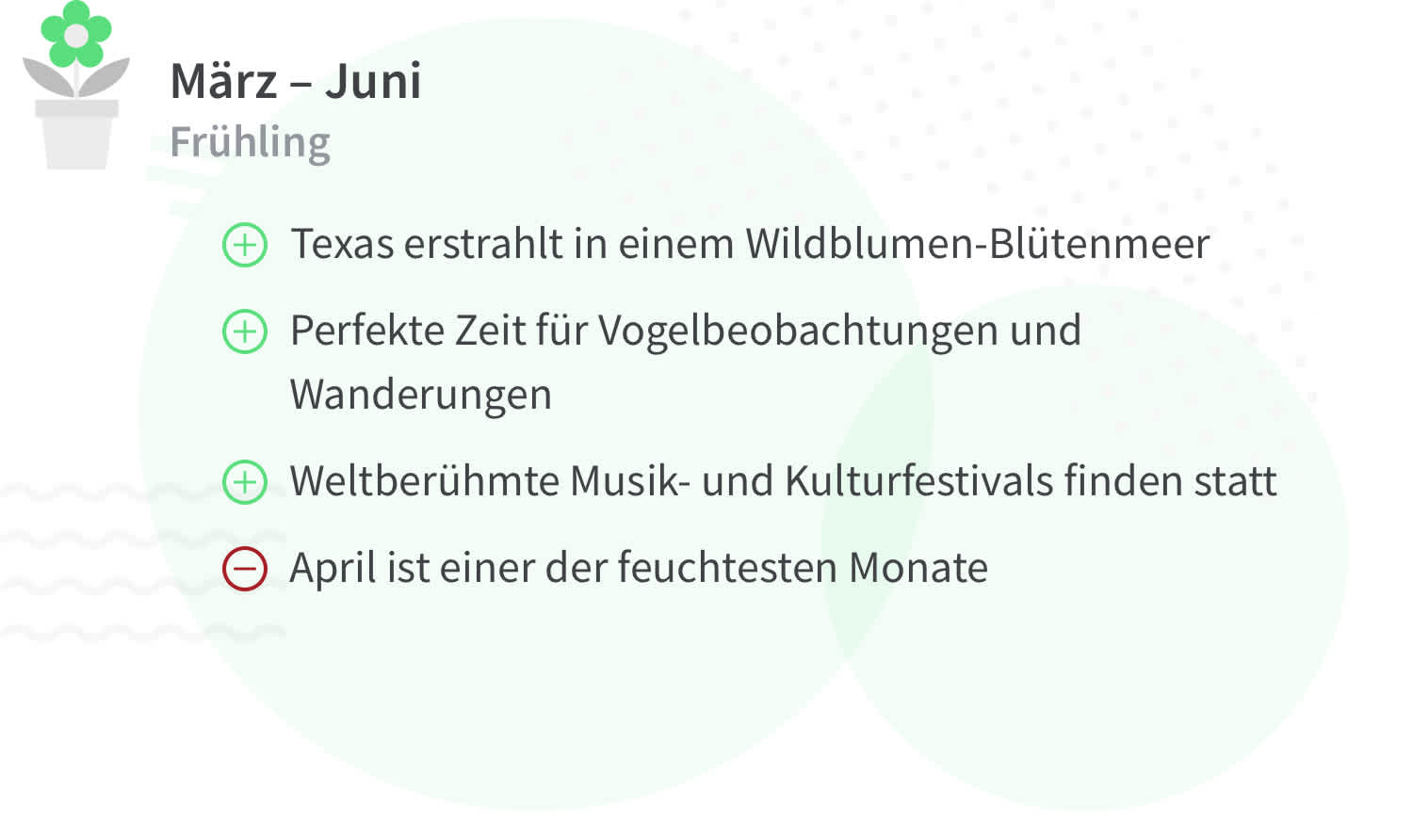 Vor- und Nachteile einer Reise nach Texas im Frühling (März bis Juni)