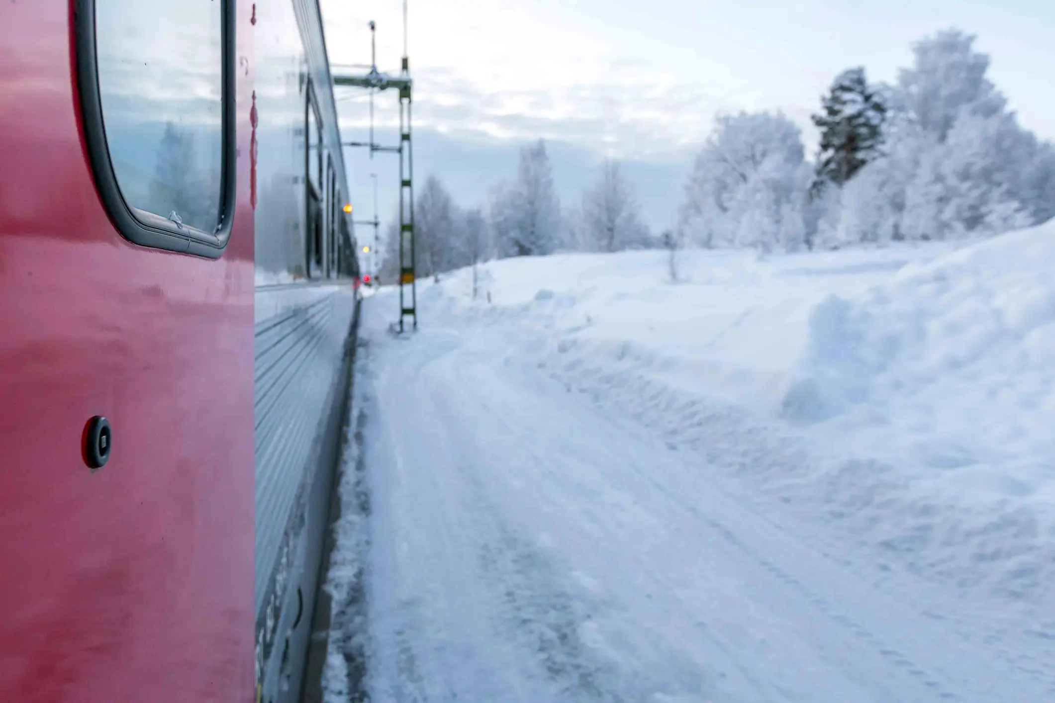 Eisenbahn, Schweden, Schnee, Winter, Abstrakt

