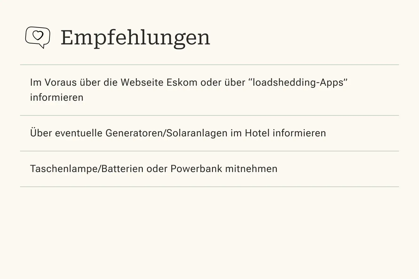 Südafrika, Wissenswertes, Loadshedding Südafrika, Wissenswertes, Loadshedding