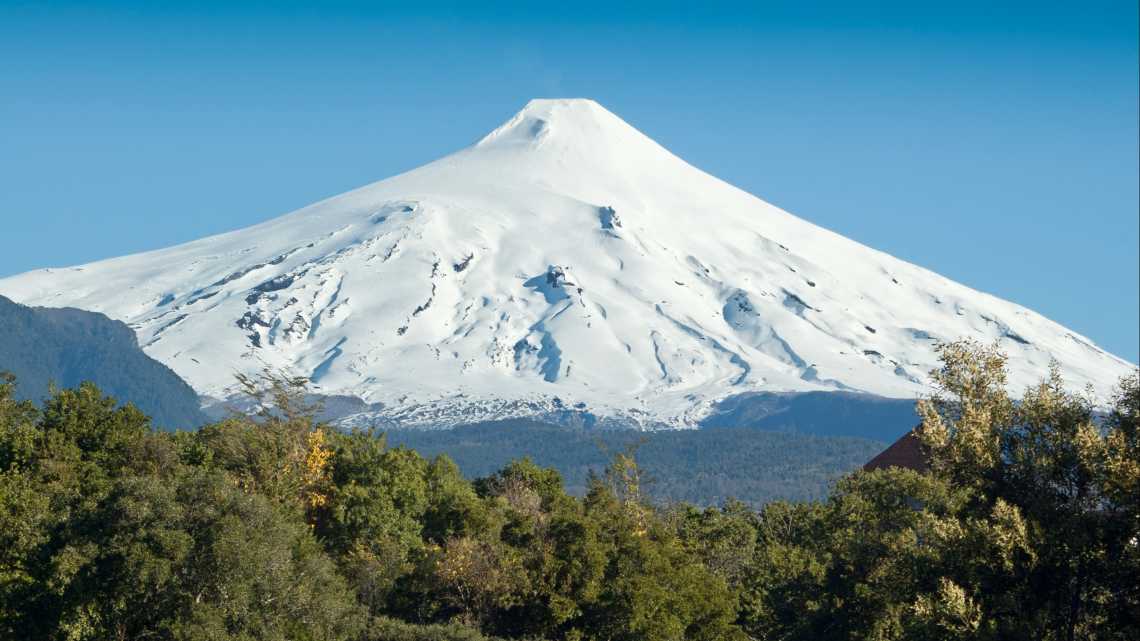 Blick auf den Villarrica Vulkan, Pucón, Chile