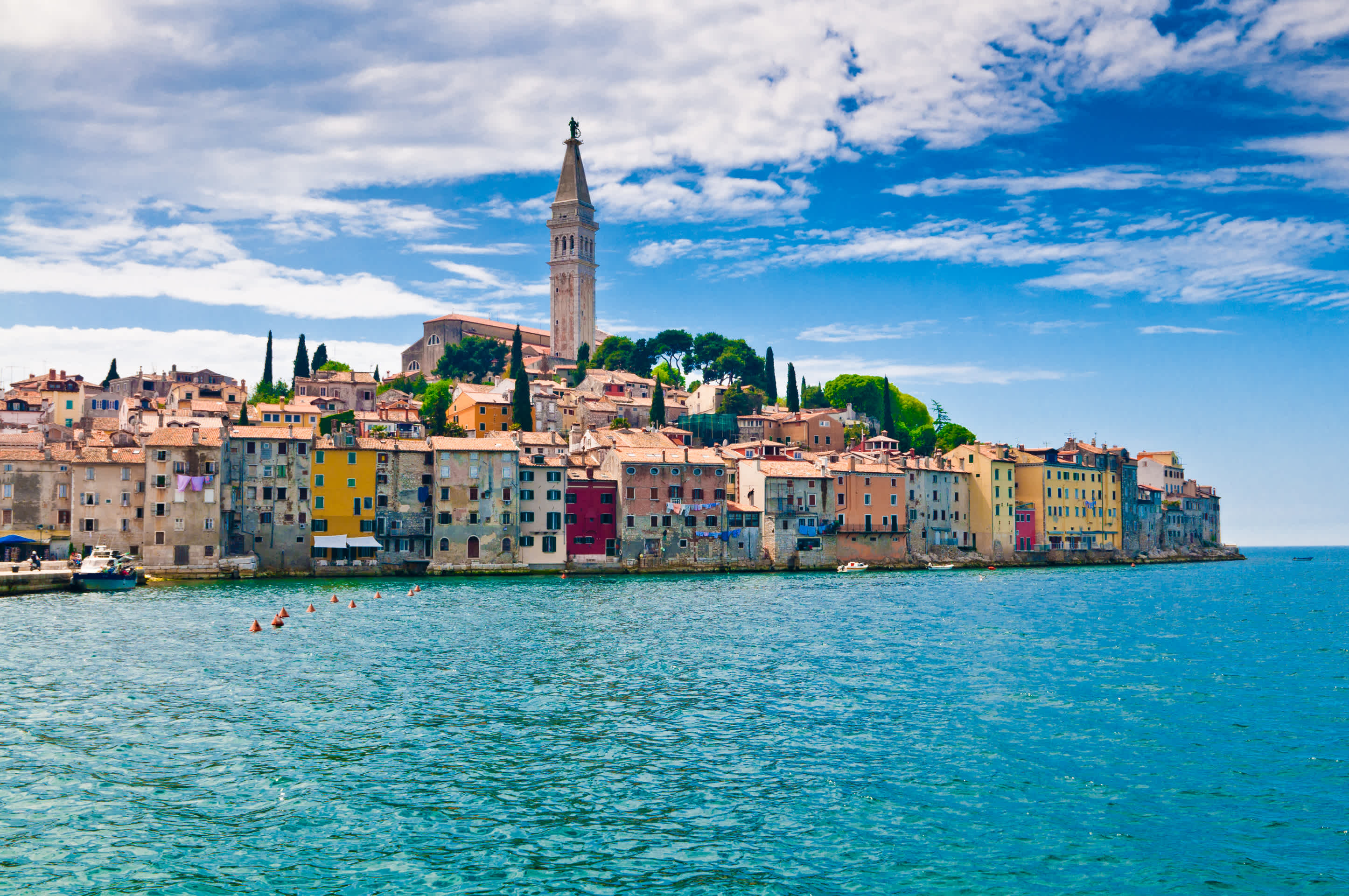 Vue sur la vieille ville de Rovinj, Istrie, en Croatie.

