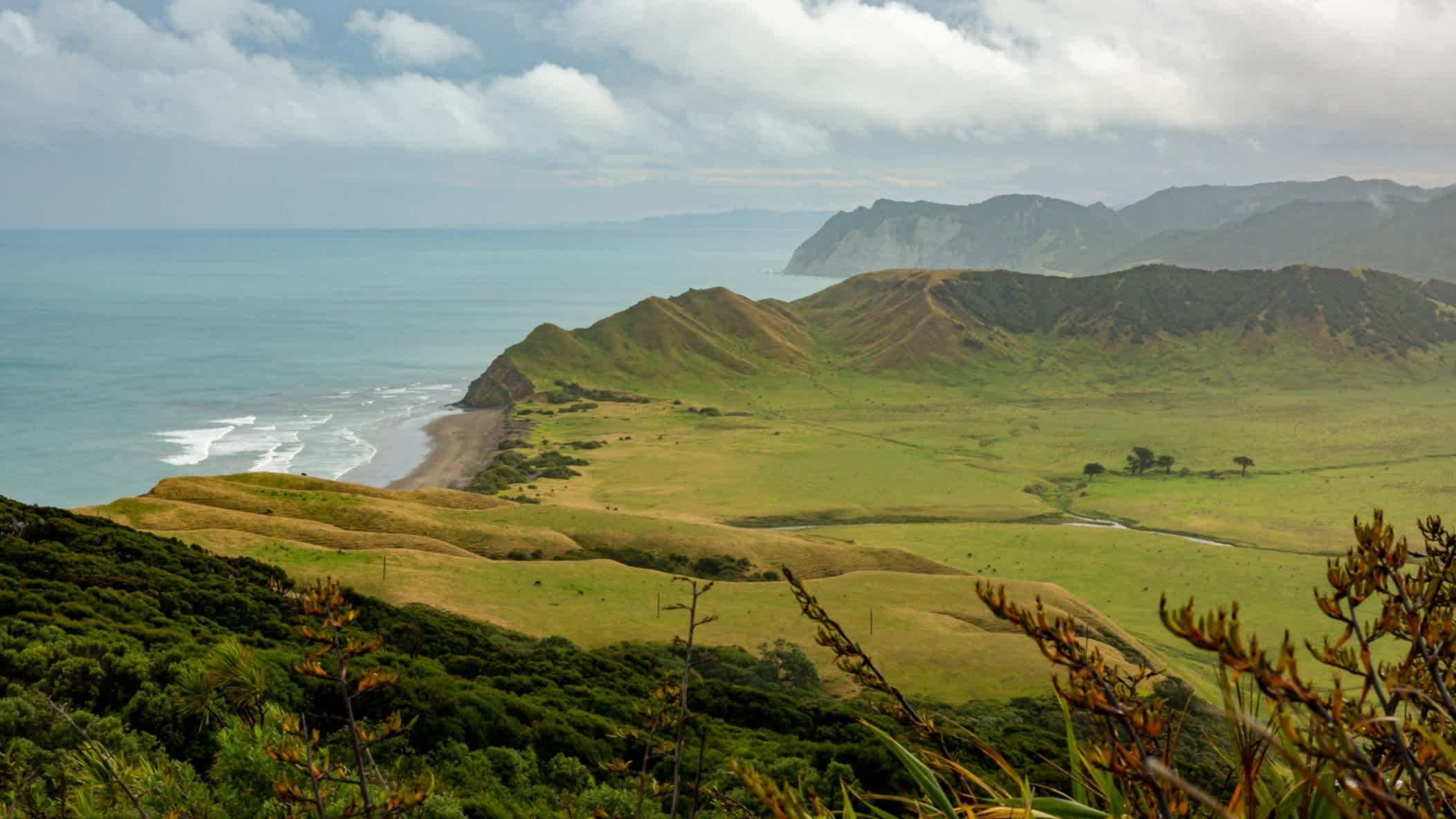 Blick von der Spitze des East Cape Hügels, Neuseeland