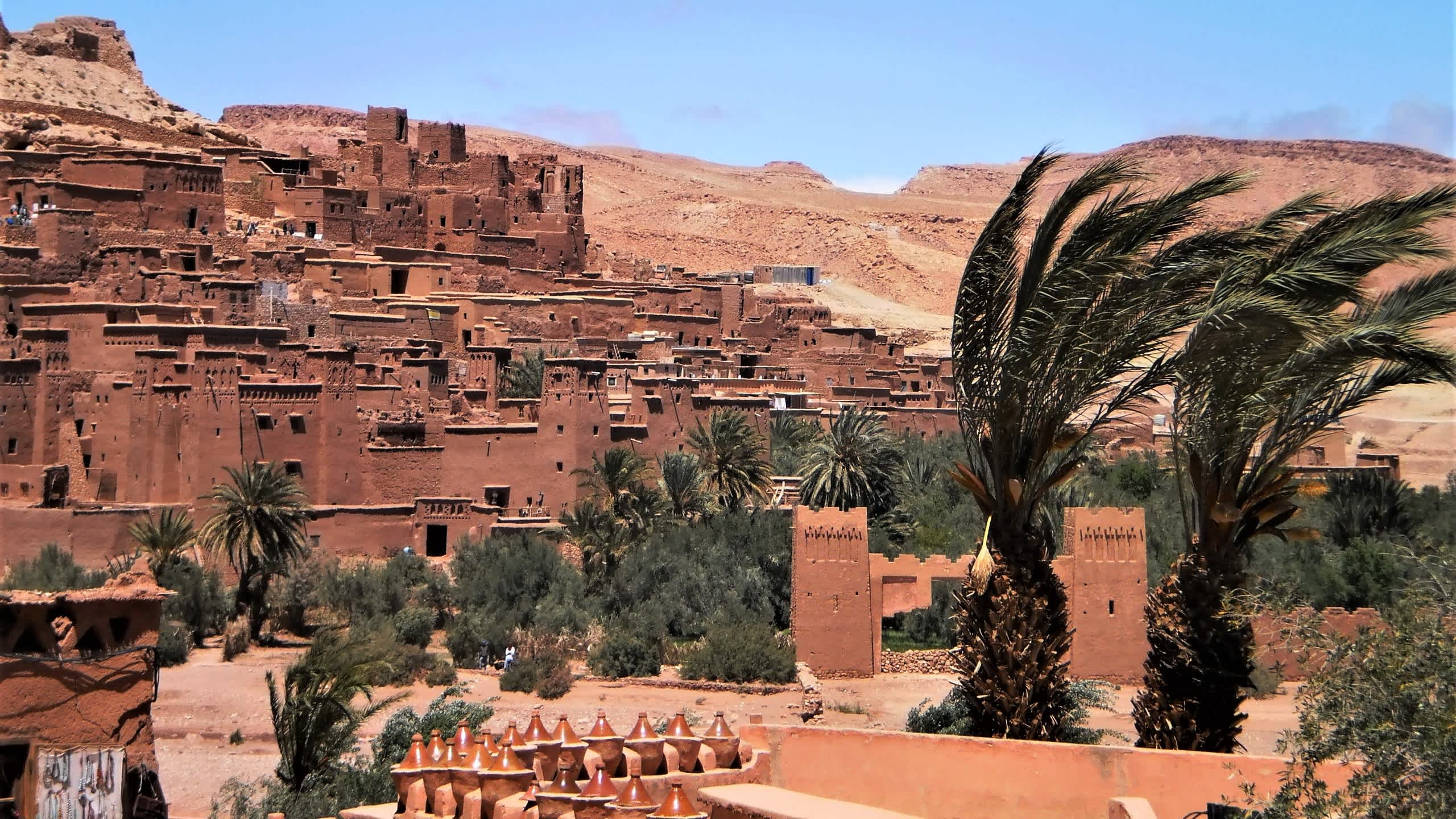 Buildings and palm trees in Aït-Ben-Haddou, Morocco