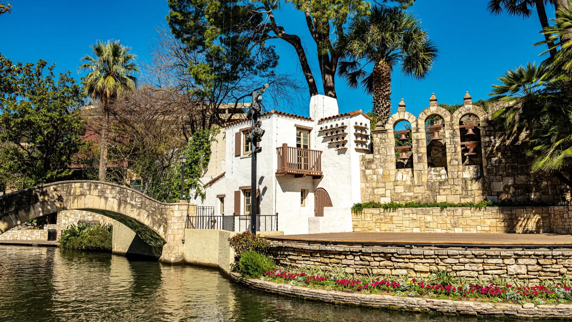 USA Texas San Antonio River Walk Außenansicht des River Walk im Stadtzentrum von San Antonio, Texas, USA