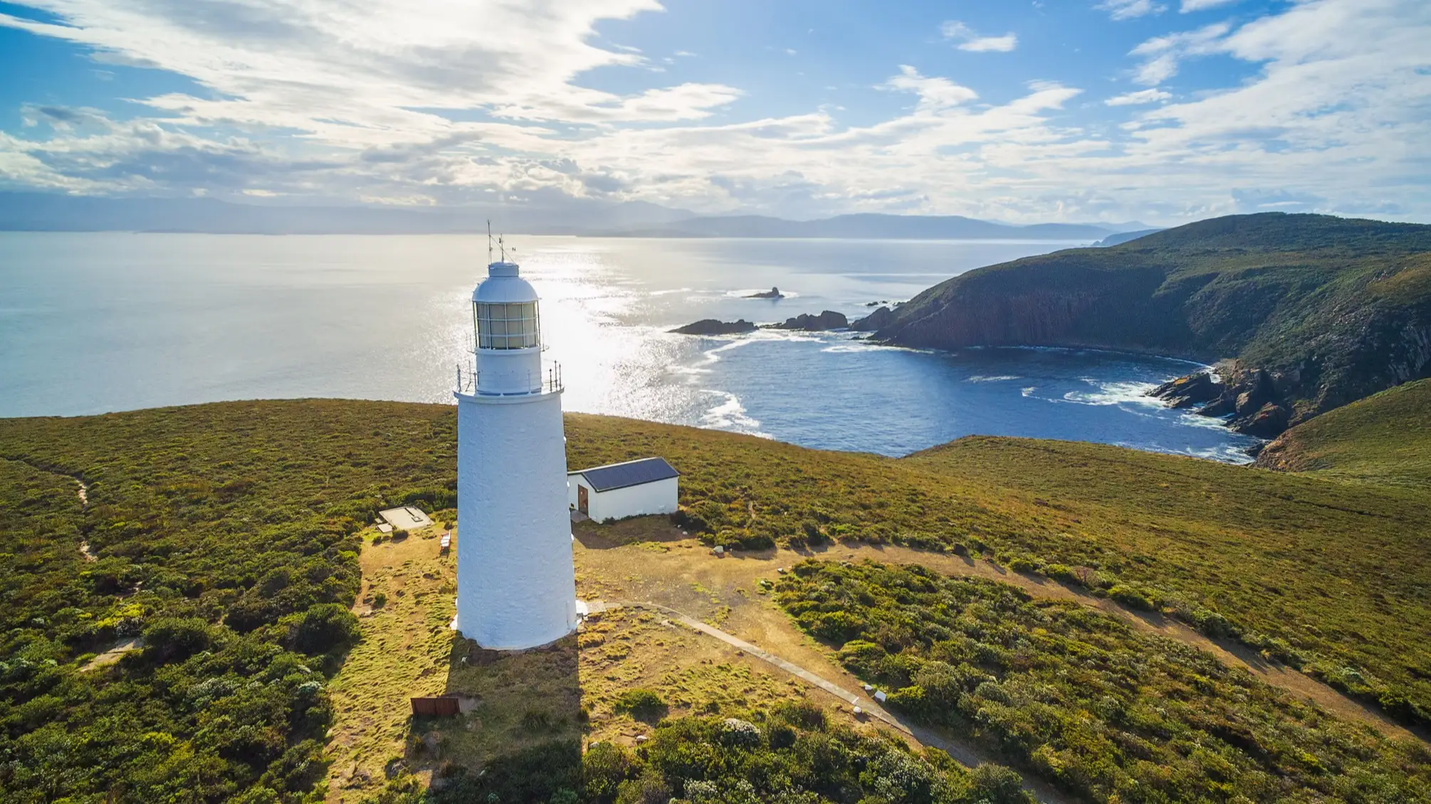 Île Bruny, Tasmenie, Australie Phare blanc sur l'île Bruny