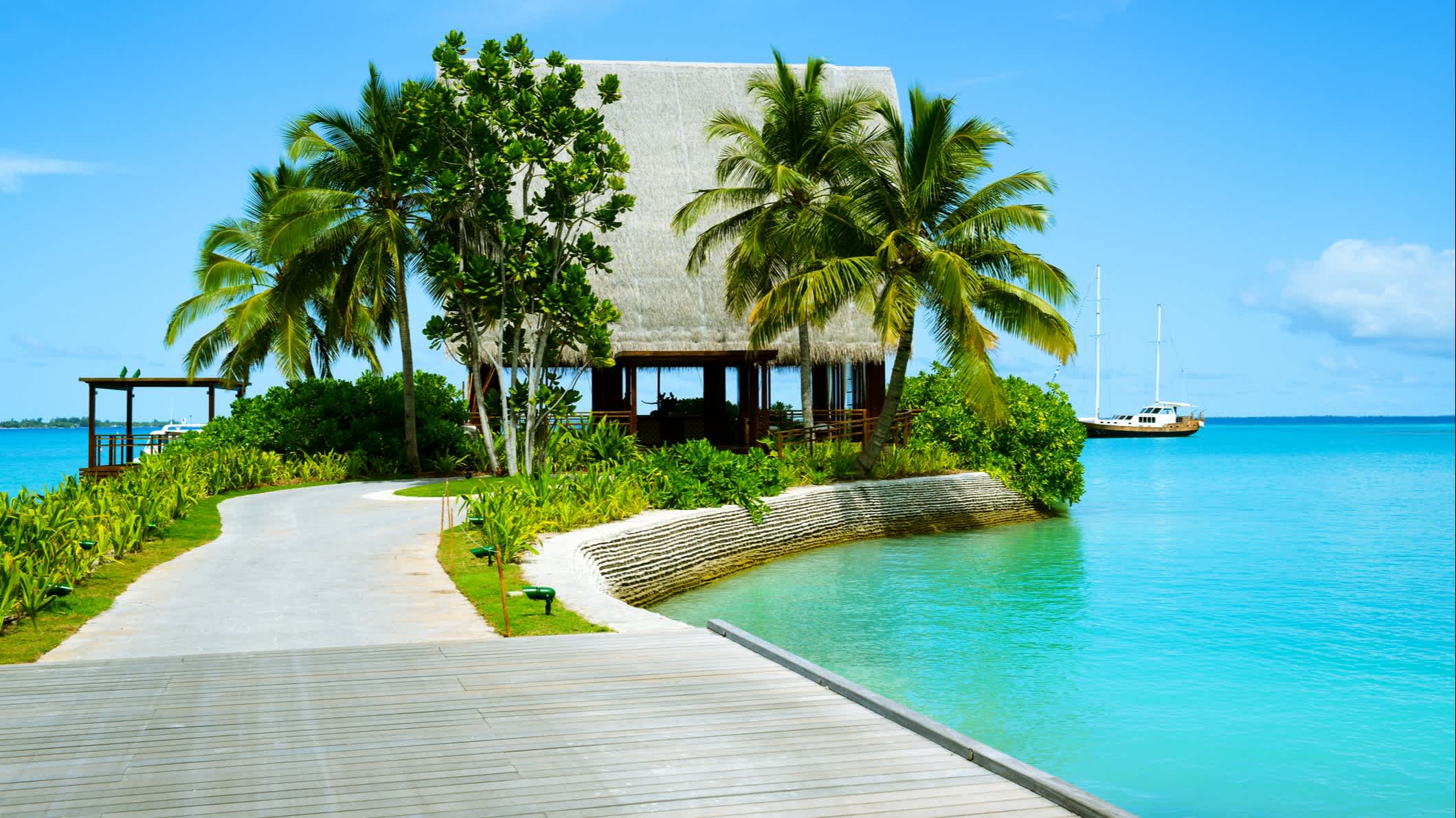 Die Holzbrücke Beach House auf Mauritius