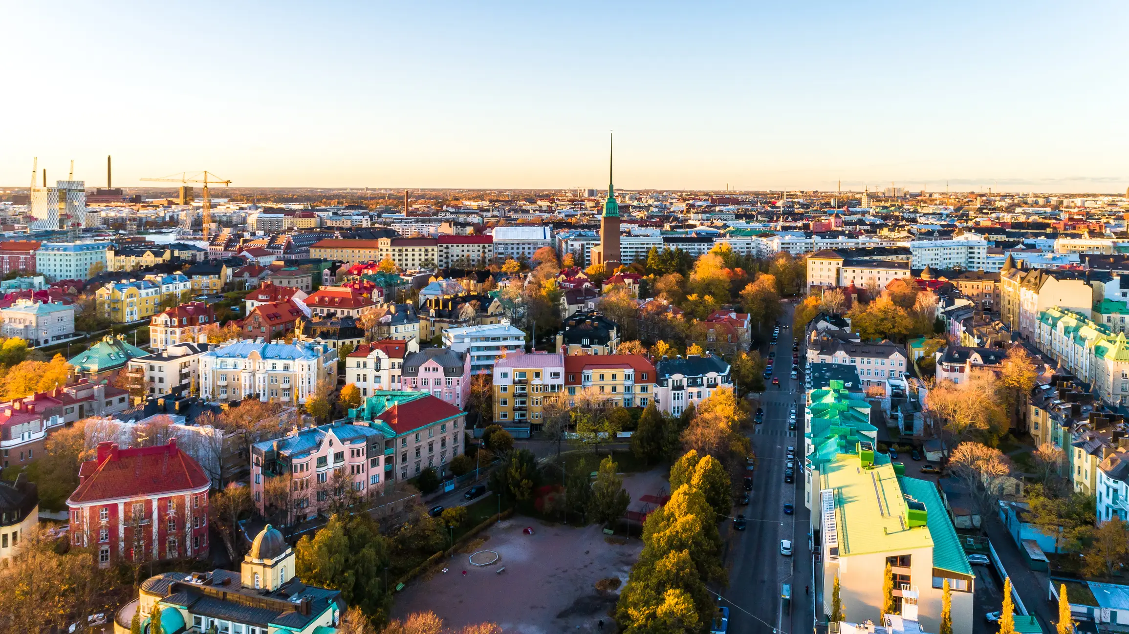 Finnland, Stadt, Herbst, Luftaufnahme, Stadtsilhouette

