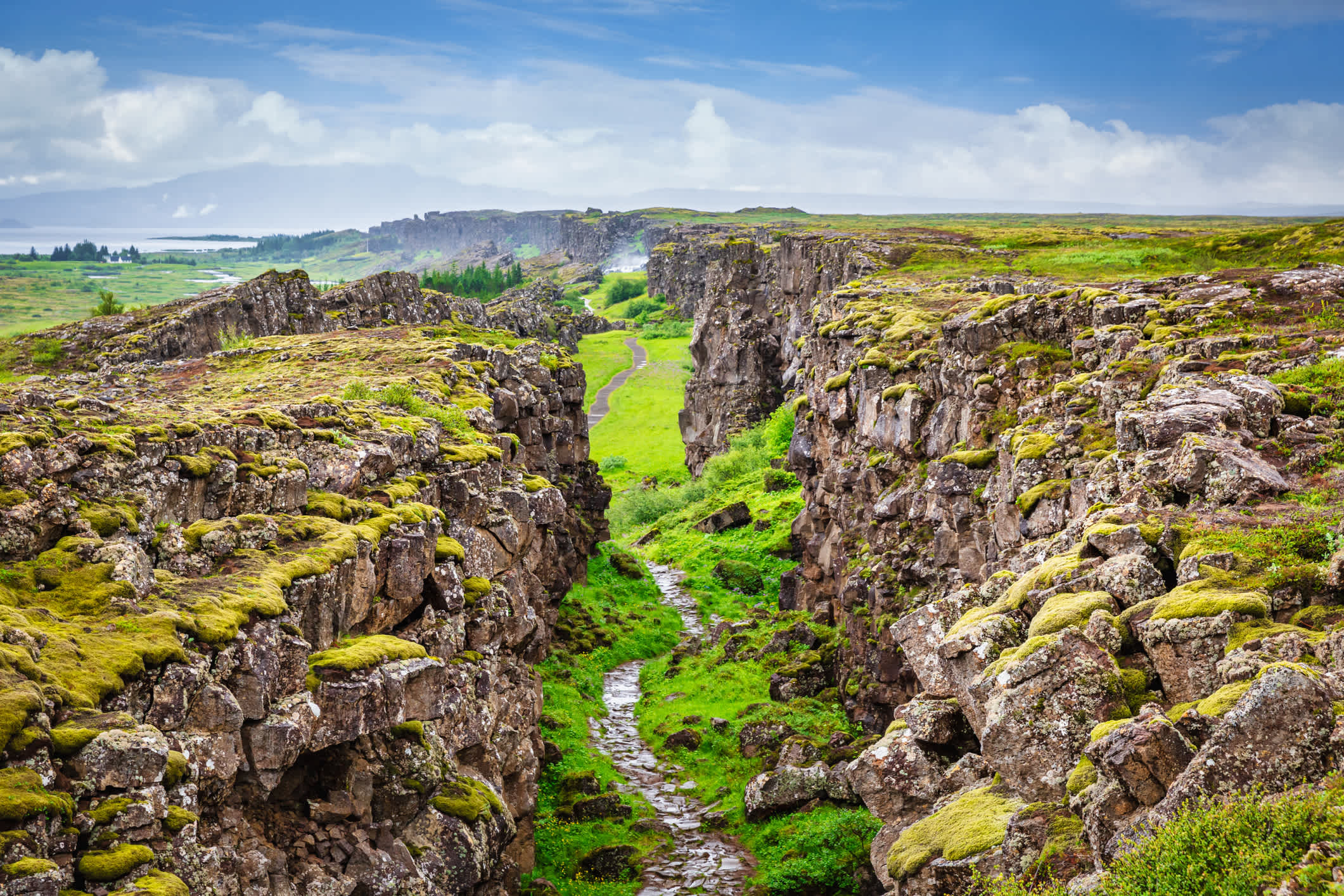 Blick auf der Schlucht im Thingvellir Nationalpark, Island.