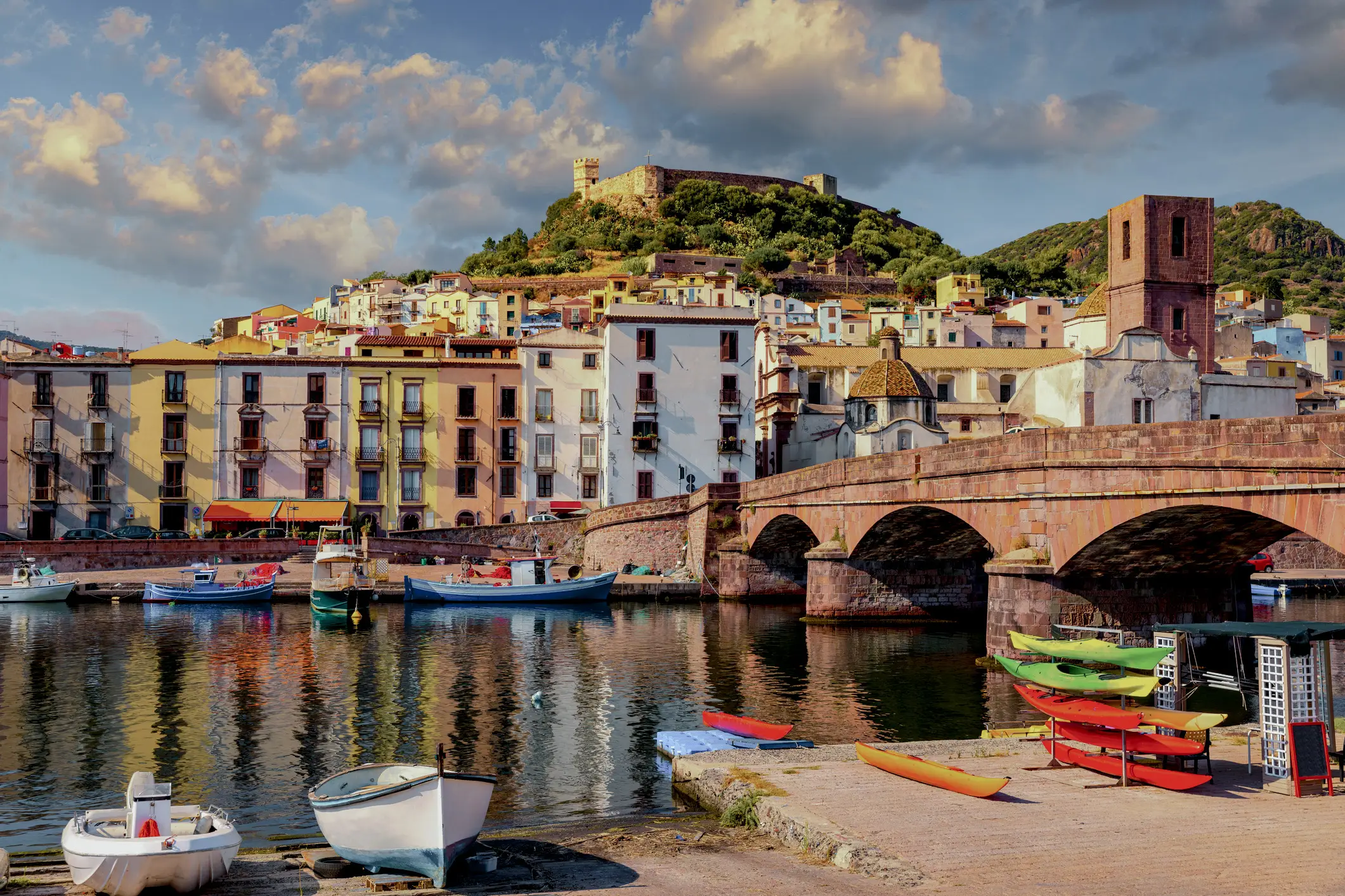 Italy, Sardinia, Bosa The view of Bosa town on the island of Sardinia, Italy.