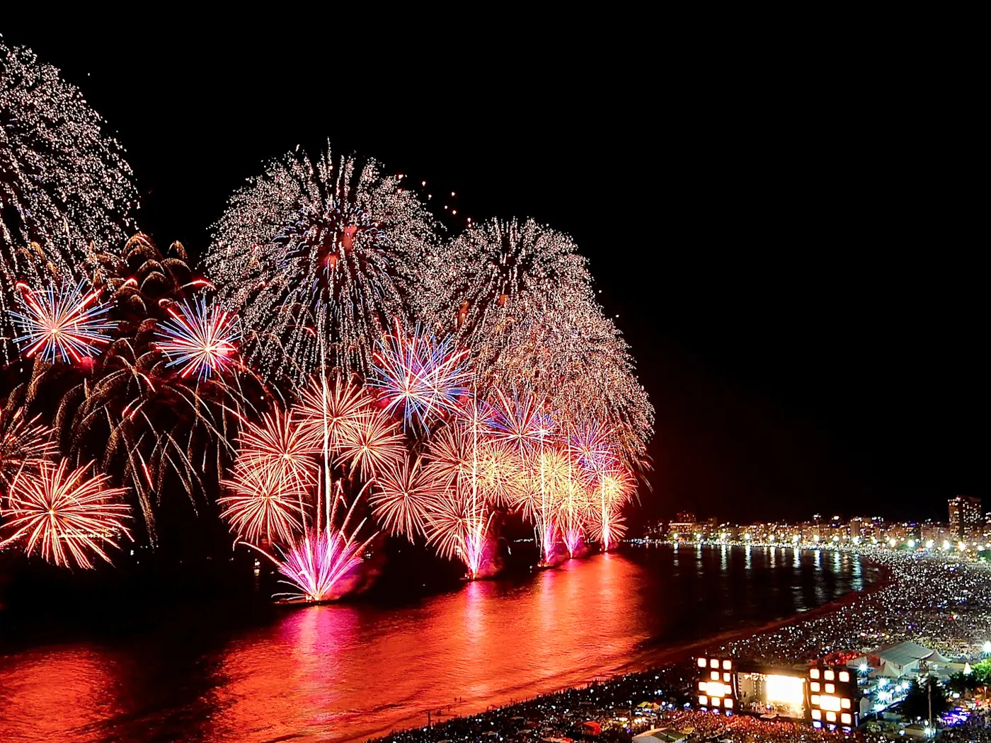 Brasilien, Rio de Janeiro, Silvester Silvesterfeuerwerk in Rio in Brasilien.