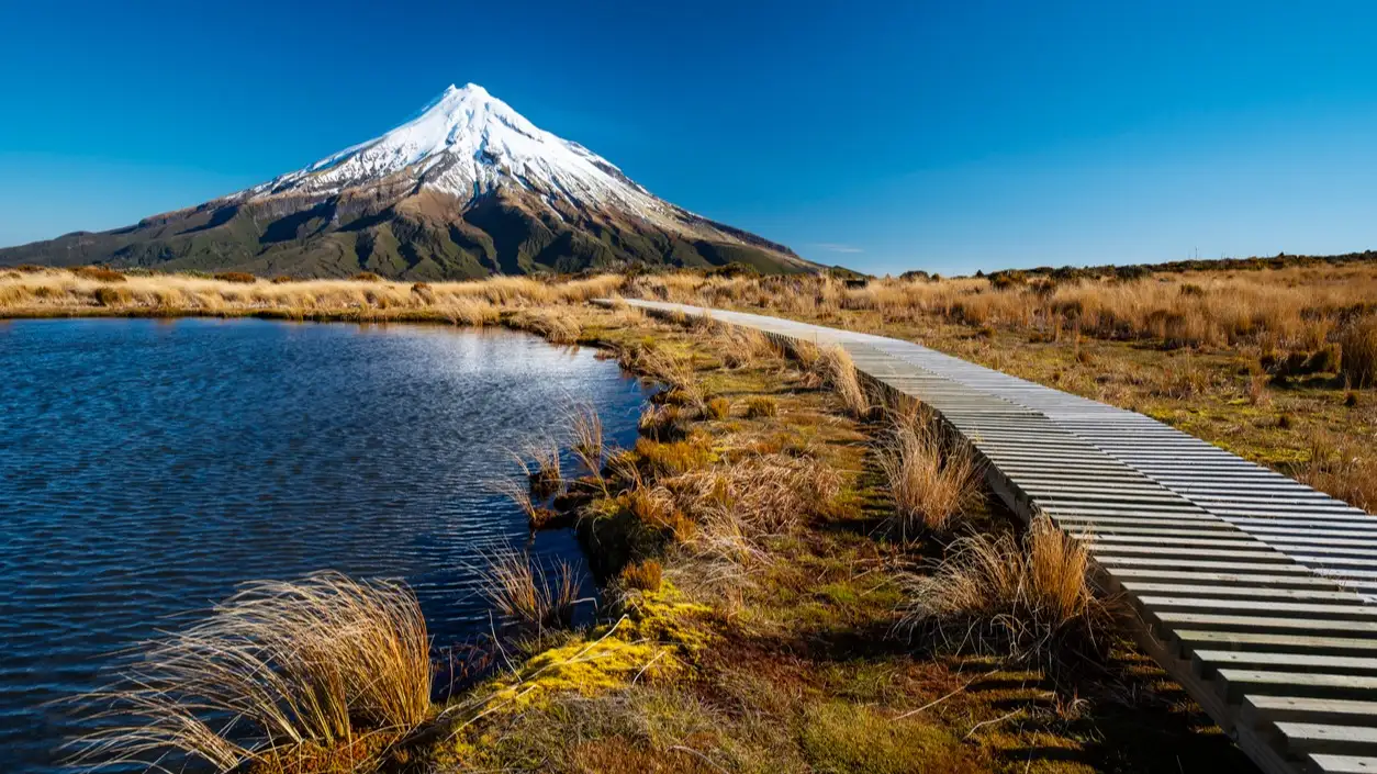 Blick auf den Berg Taranaki (Mt. Egmont), Neuseeland