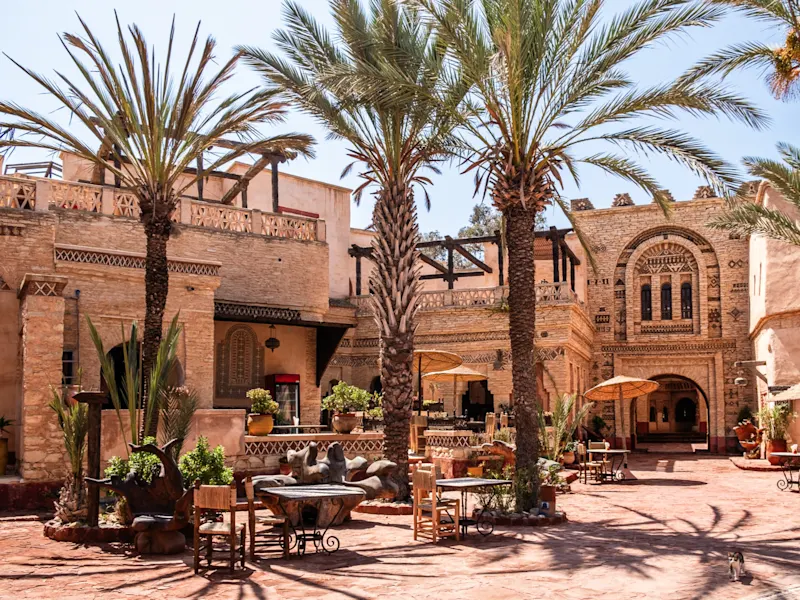 Marokko, Agadir Agadir Medina - Rekonstruktion der Altstadt von Agadir mit traditioneller marokkanischer Architektur, Marokko. Schöne mittelalterliche Zitadelle.