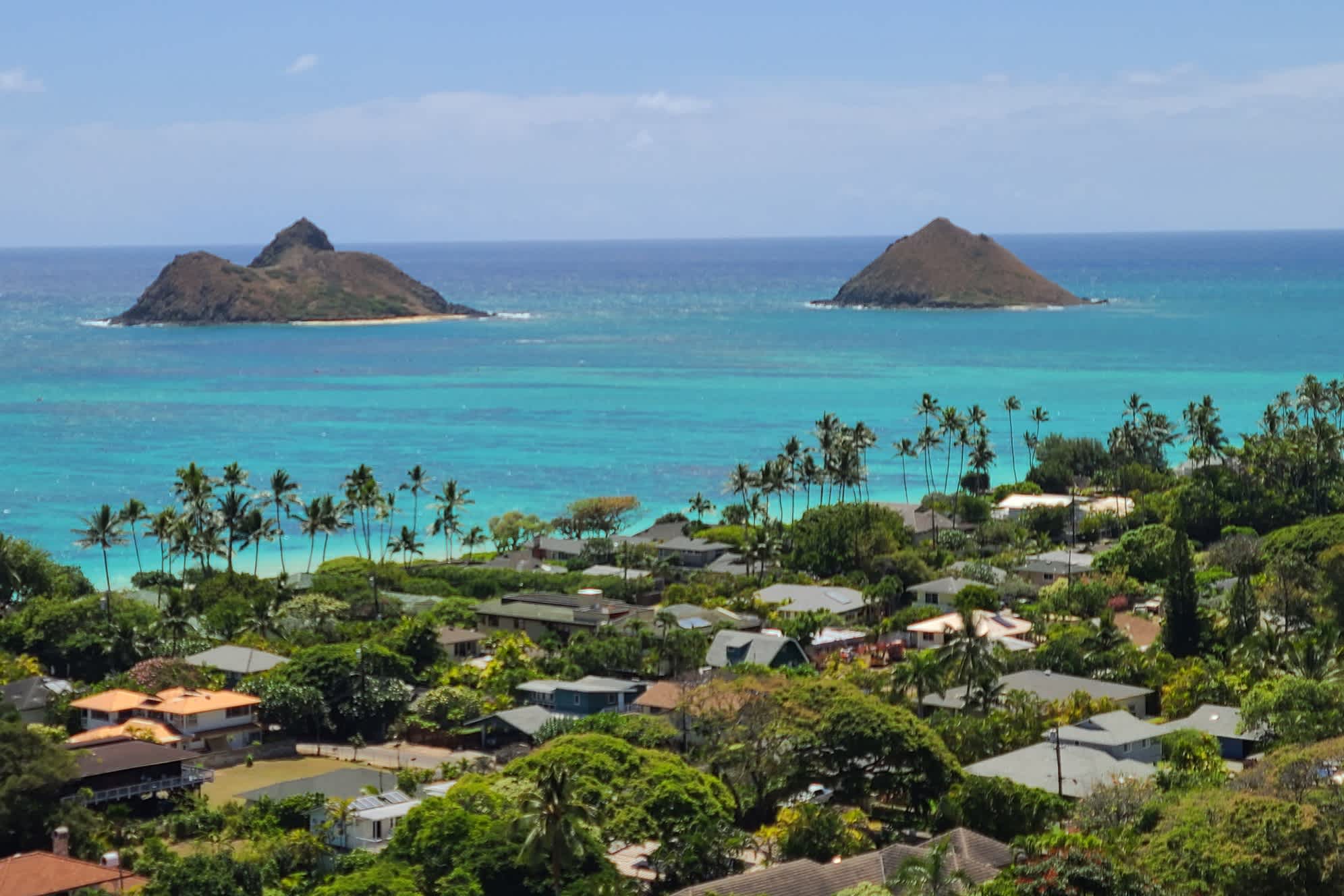 Moku Nui und Moku Iki Inseln in der Nähe von Lanikai Beach in Oahu, Hawaii