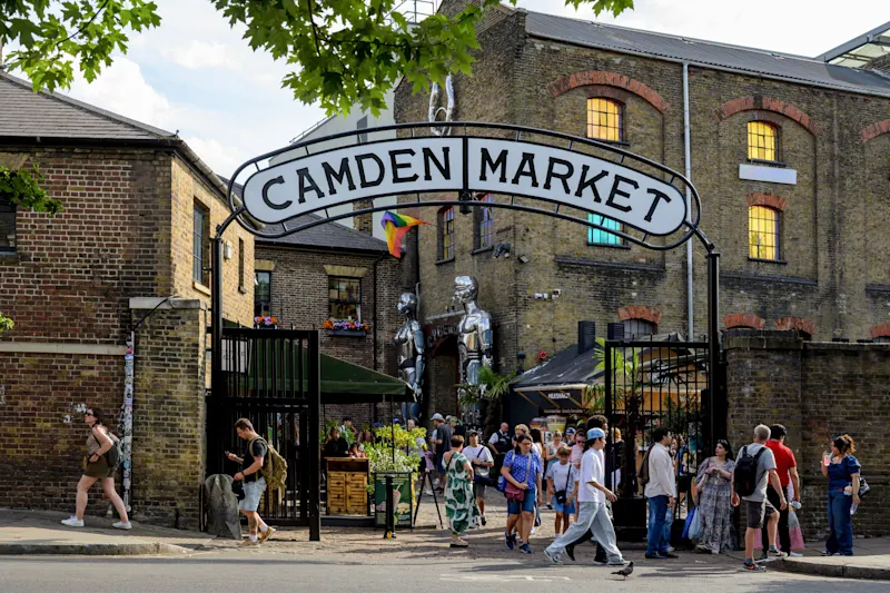 Sausage roll in front of Borough Market, London, England, United Kingdom.