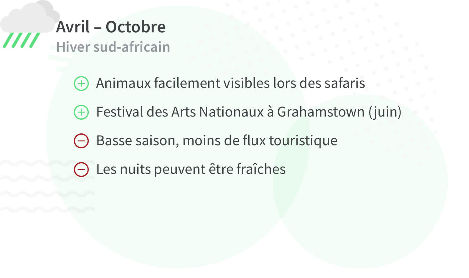 Avantages et inconvénients d'un voyage en Afrique du Sud en hiver