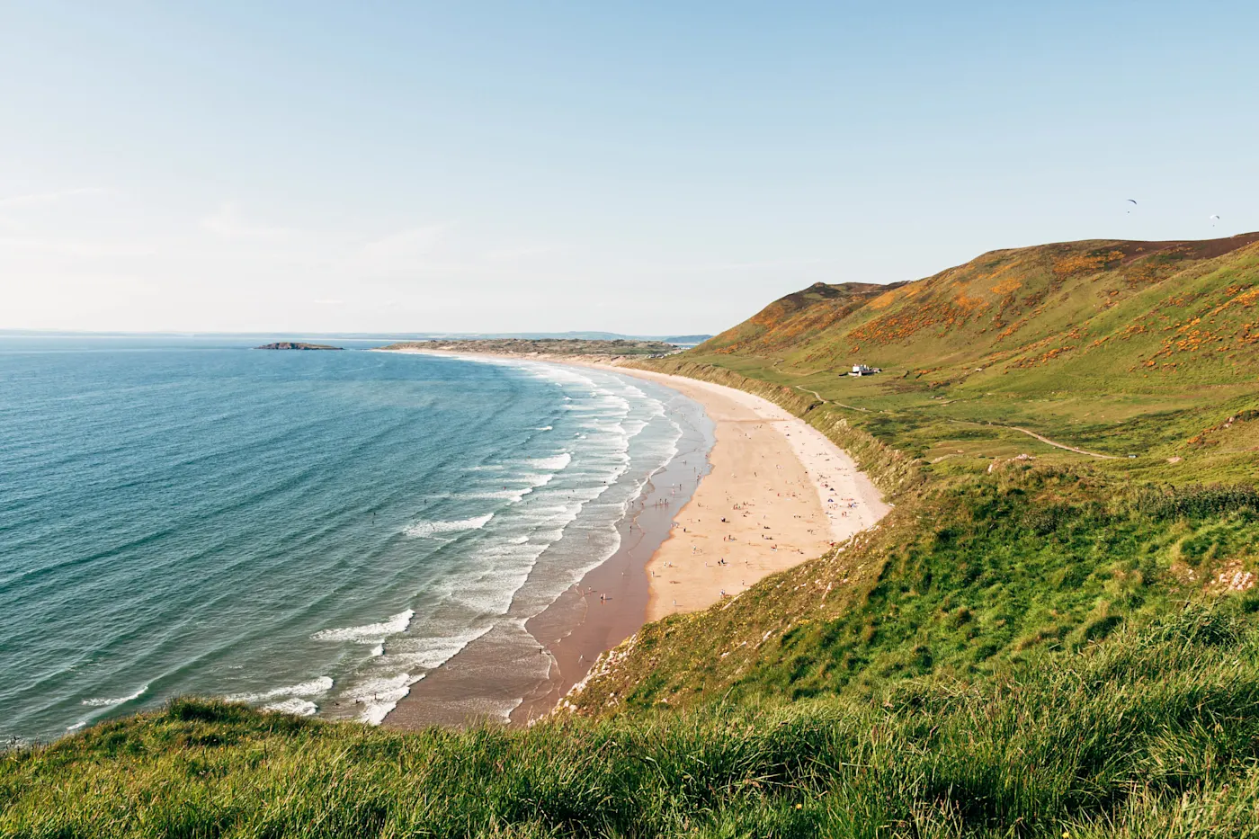 Baie de Rhossili et plage sur la péninsule Gower sur le sud de la côte du Pays de Galles
