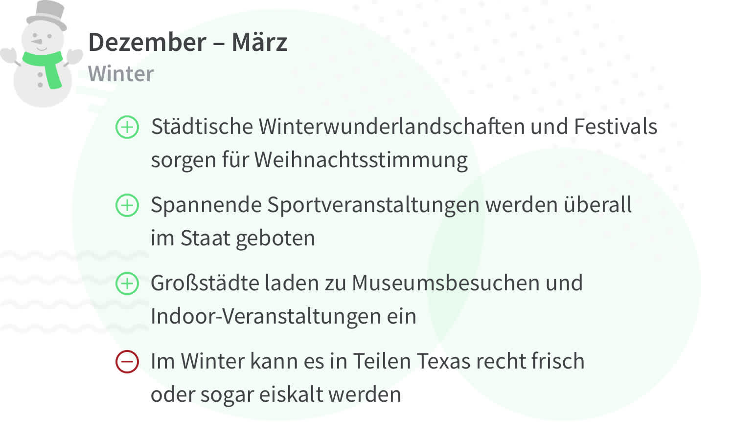 Vor- und Nachteile einer Reise nach Texas im Winter ( Dezember - März)