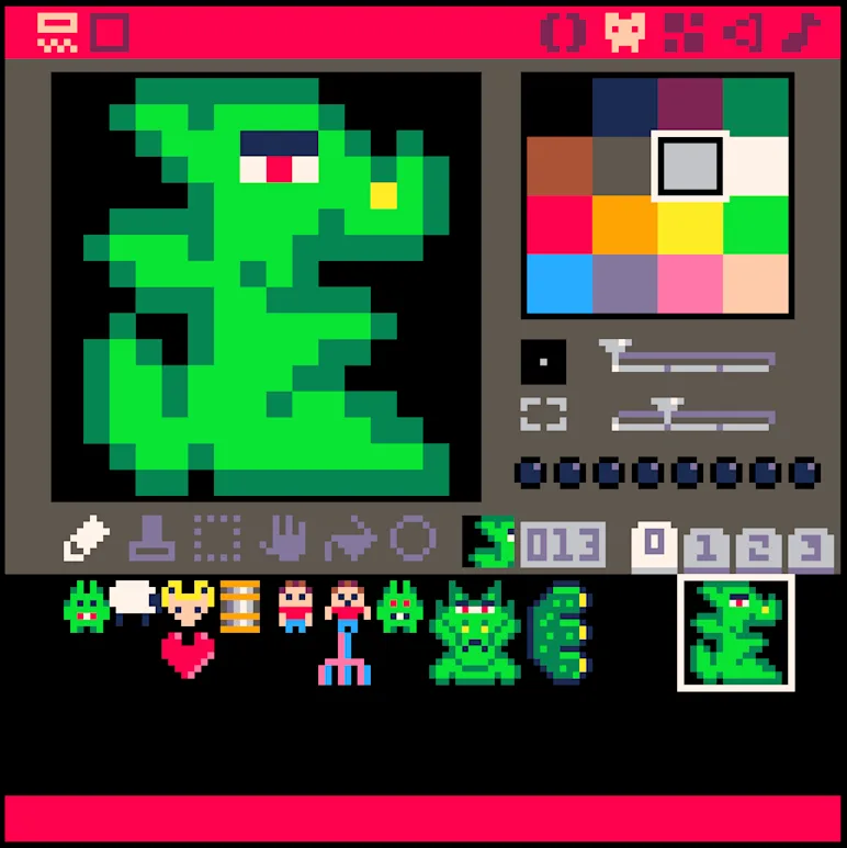 Hand-drawn sprites in PICO-8. Not bad for an amateur!