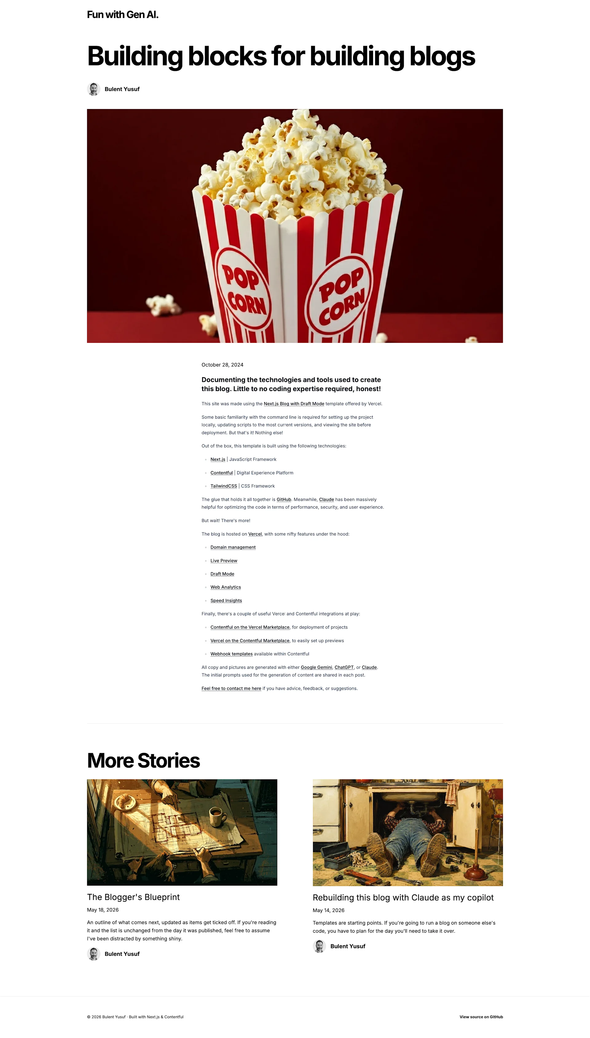An unmodified screengrab of the first post published on this blog. Based on the key visual, there's a strong probability I wrote it when I was hungry.