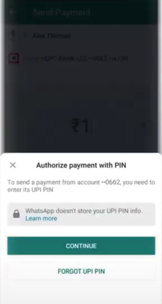 Enter your UPI PIN or set up a PIN, tap “Done”, and you’re ready to use WhatsApp Pay.