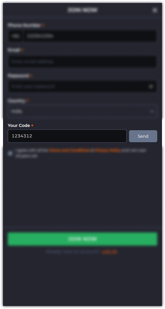 How to register at 9winz casino - Step 4