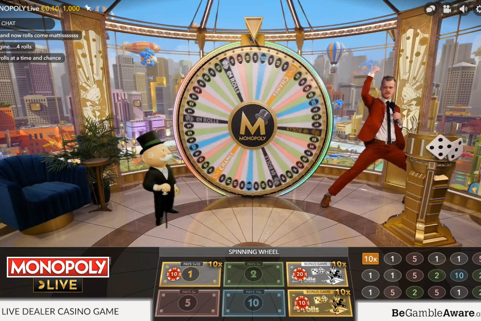 Monopoly live - Min max bets screenshot