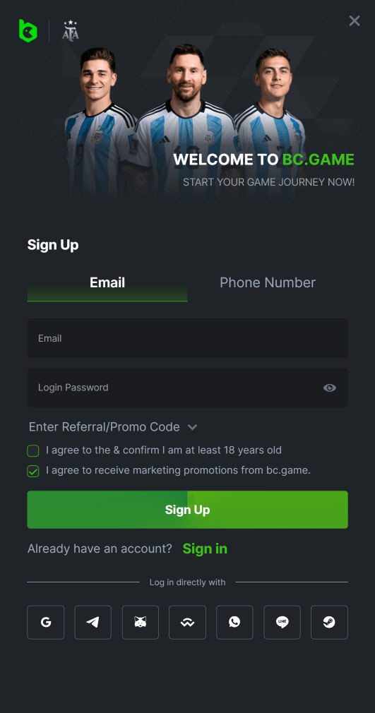 Hit the sign-up button and enter the username and password you want to use for your account. After that, complete the form with the requested information. 