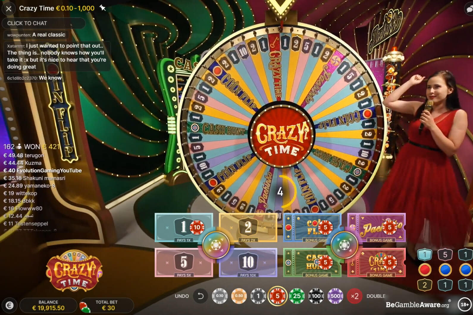 Crazy time - Min max bets screenshot