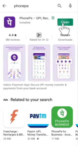 Download the PhonePe app from your smartphone’s app store.