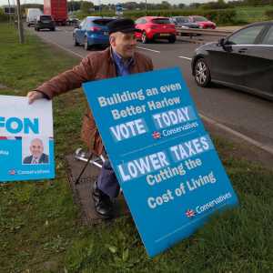Robert Halfon MP campaigning for election in his Harlow constituency