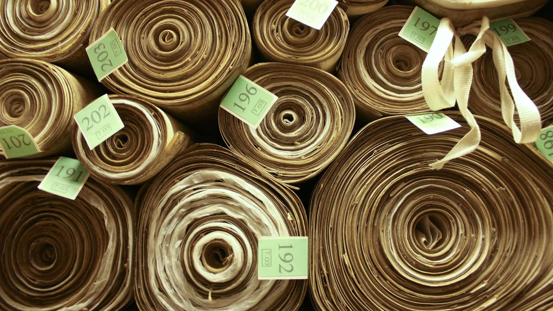 Photo of Acts of Parliament in the Parliamentary Archives, Houses of Parliament, Westminster