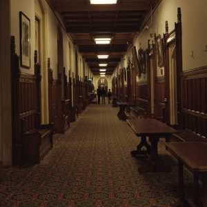 The committee corridor in the Palace of Westminster, UK Houses of Parliament