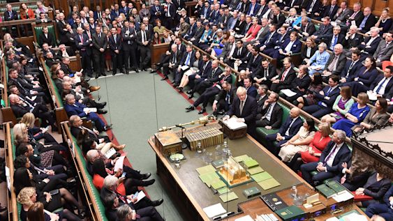 Prime Minister Boris Johnson addresses the House of Commons during the debate on the Queen's Speech, State Opening of Parliament, 2019 (©UK Parliament/Jessica Taylor).