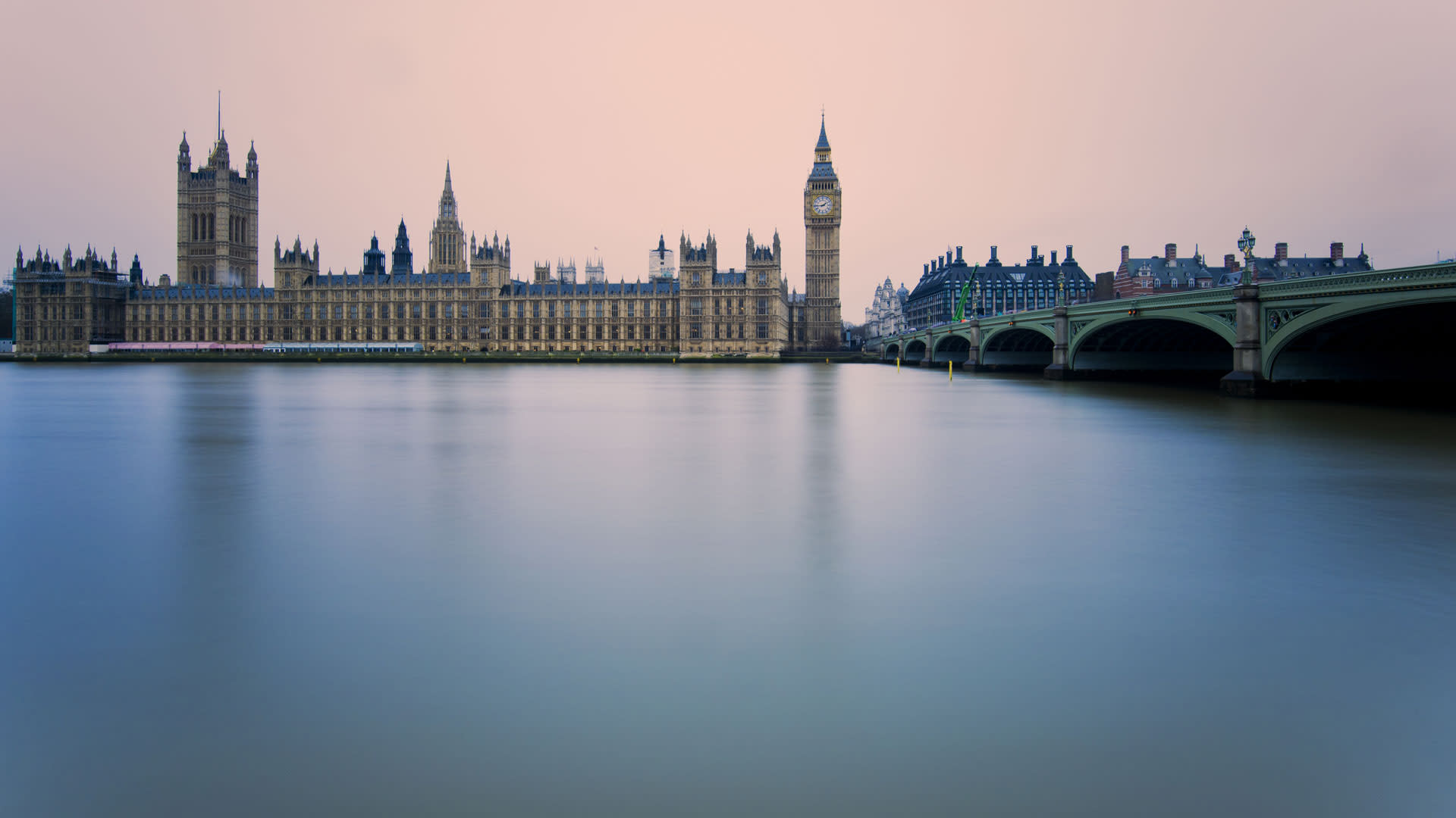 The Palace of Westminster and the River Thames, UK Houses of Parliament