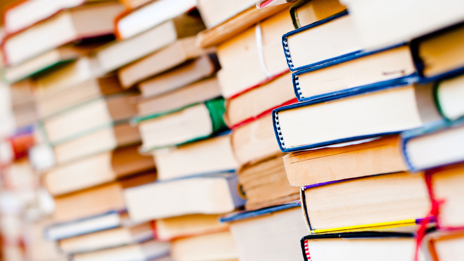 Photo of a stack of books.