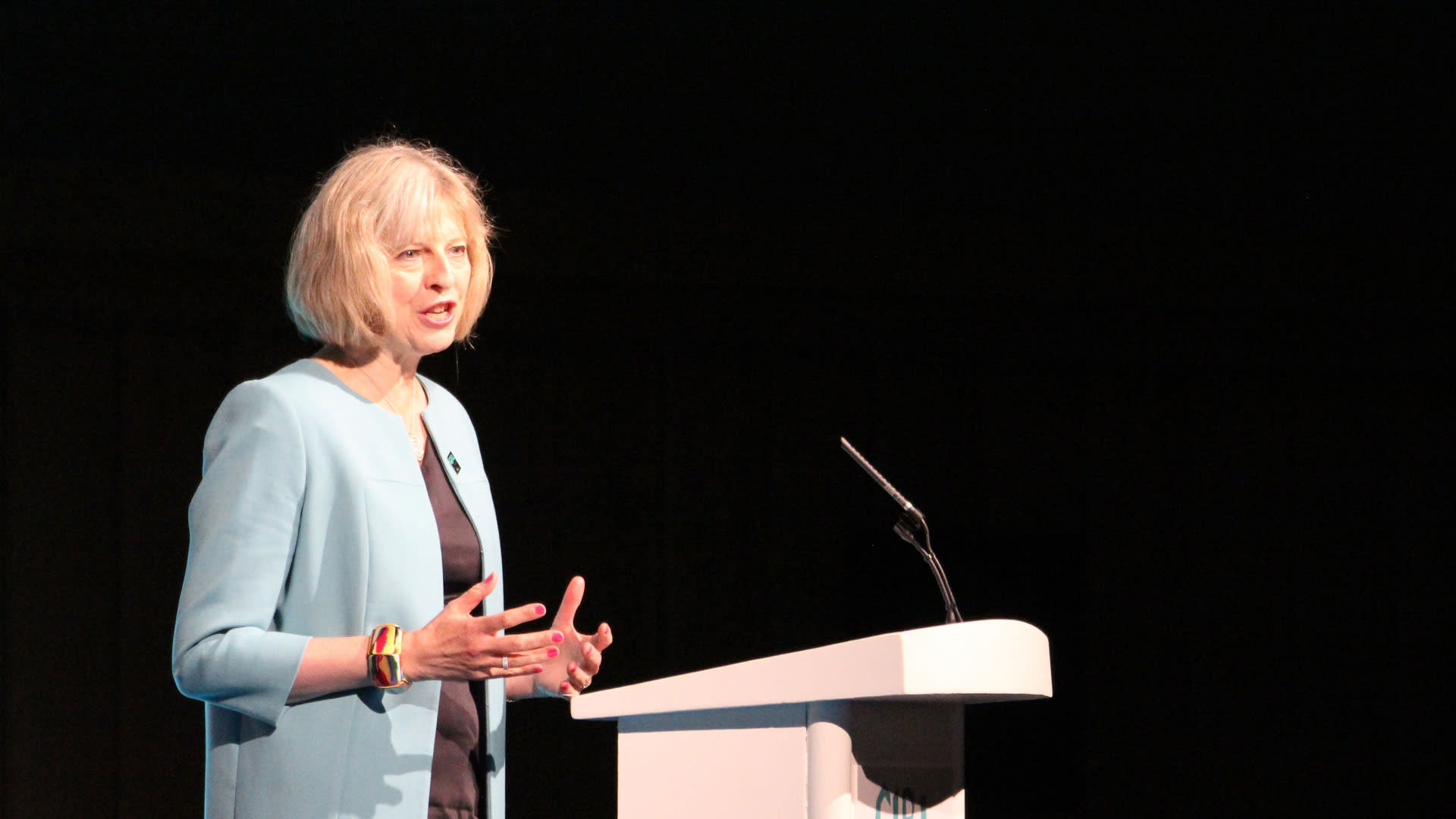 Theresa May making a speech
