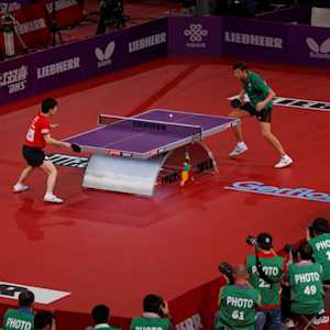 A table tennis match