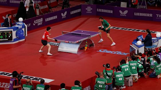 A table tennis match